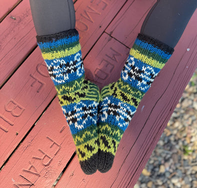 WOOL HAND KNITTED SOCKS -FLEECE LINING