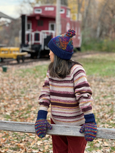 HIMALAYAN HANDKNITTED WOOL MITTEN/HAT WITH FLEECE LINING