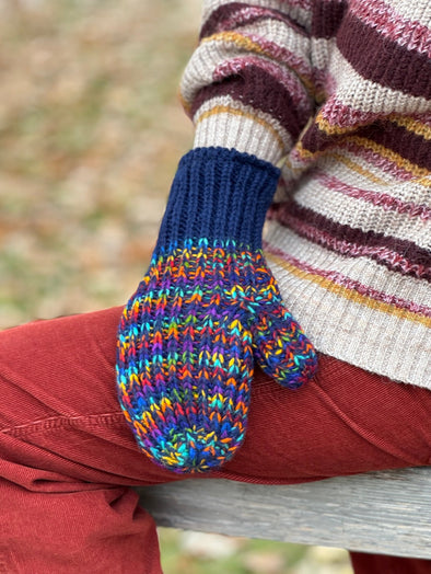 HIMALAYAN HANDKNITTED WOOL MITTEN/HAT WITH FLEECE LINING