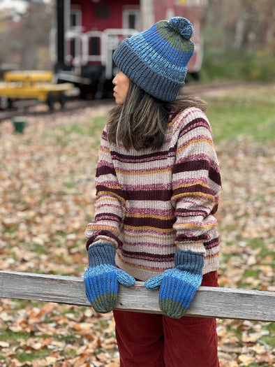 HIMALAYAN HANDKNITTED WOOL MITTEN/HAT WITH FLEECE LINING