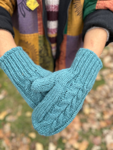 HIMALAYAN HANDKNITTED WOOL MITTEN/HAT WITH FLEECE LINING