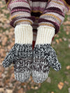 HIMALAYAN HANDKNITTED WOOL MITTEN/HAT WITH FLEECE LINING