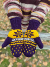 HIMALAYAN HANDKNITTED WOOL MITTEN/HAT WITH FLEECE LINING