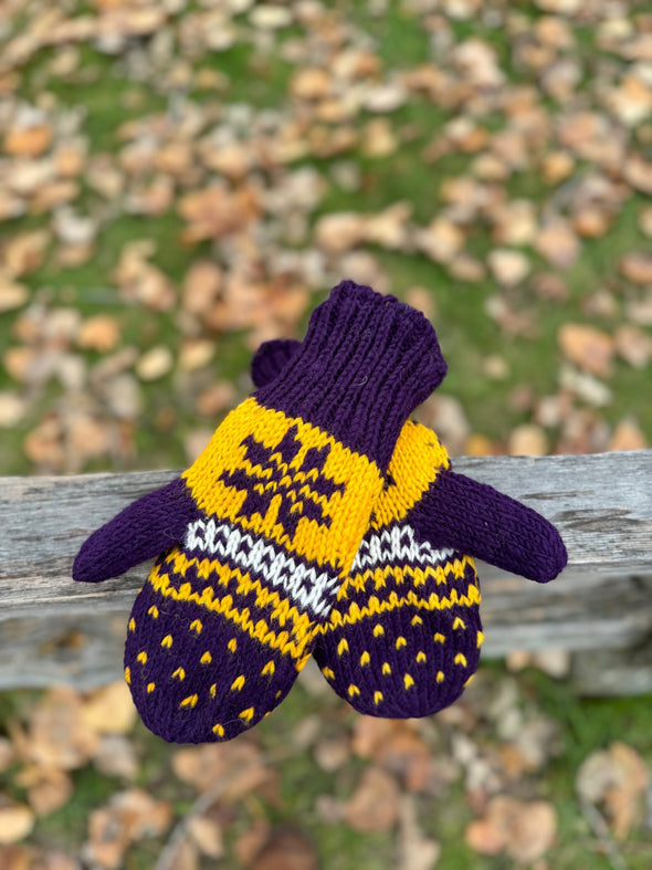 HIMALAYAN HANDKNITTED WOOL MITTEN/HAT WITH FLEECE LINING