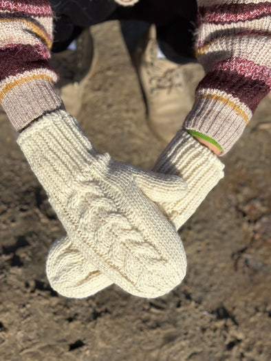 HIMALAYAN HANDKNITTED WOOL MITTEN WITH FLEECE LINING