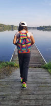 Handwoven Cotton 3 Pocket backpack - Rainbow