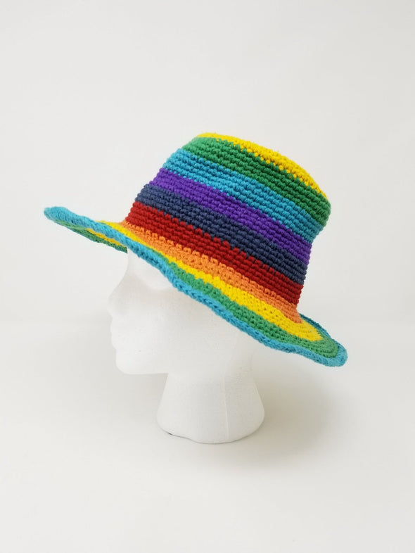 Cotton Hand Knitted Rainbow Hat