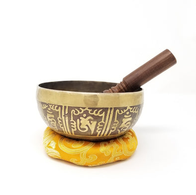 Hand Beaten Tibetan Singing Bowl with Mantra 5.75"