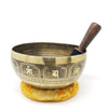 9" TIBETAN SINGING BOWL WITH HAND ETCHED TARA AND MANTRA