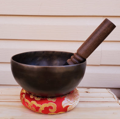 HAND BEATEN TIBETAN SINGING BOWL 6" WITH FLOWER OF LIFE