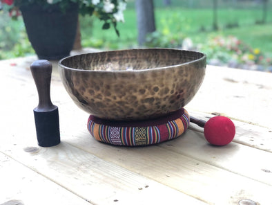 HAND BEATEN TIBETAN SINGING BOWL 14"